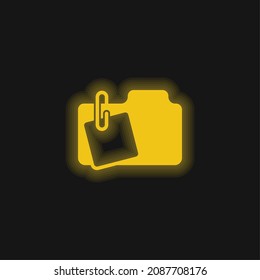 Attachment To Folder yellow glowing neon icon