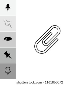 Attachment icon. collection of 6 attachment filled and outline icons such as pin. editable attachment icons for web and mobile.