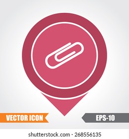 Attachment Icon On Map Pointer. Eps.-10.