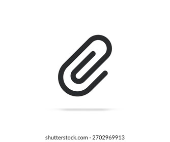 Icono de accesorio en blanco. Icono de Clip de papel. Clip de papel, adjuntar, Clip del documento, abrazadera de página, símbolo de la muestra de oficina. Símbolo de Vector de línea delgada aislado sobre fondo blanco