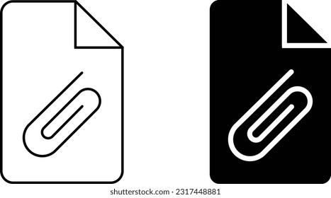Attachment icon sheet, simple trendy flat style line and solid Isolated vector illustration on white background. For apps, logo, websites, symbol , UI, UX, graphic and web design. EPS 10.
