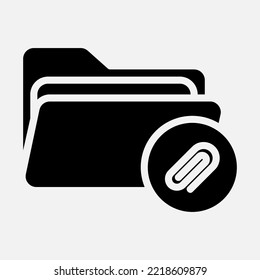 Attachment icon in solid style about folders, use for website mobile app presentation