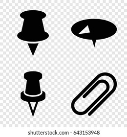 Attachment icons set. set of 4 attachment filled icons such as pin