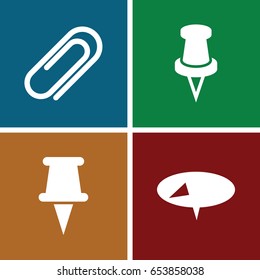 Attachment icons set. set of 4 attachment filled icons such as pin