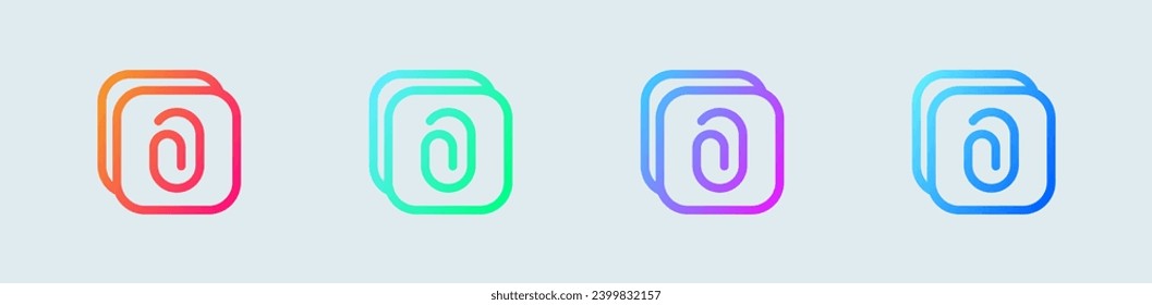 Attachment line icon in gradient colors. Paper clip signs vector illustration.