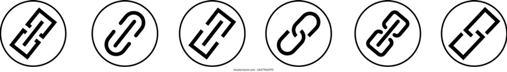 Attachment link icon set, Internet URL webpage url link vector. Chain, link symbol collection isolated on transparent background, Paperclip Hyperlink Icon. link From contact and communication device.