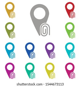 Attachment, location multi color icon. Simple glyph, flat vector of location icons for ui and ux, website or mobile application