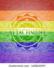 Attachment on mosaic background with the colors of the LGBT flag