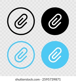 Attachment paper clip icon for apps and websites. Color set. black, blue, white. vector icons. paperclip vector. transparent backgroun