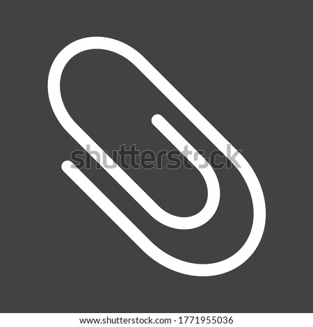 Attachment paper clip sign. Gray flat button. Attach icon. Office stationery object symbol. Classic flat paper clip icon