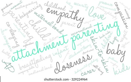 Attachment Parenting word cloud on a white background. 