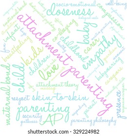 Attachment Parenting word cloud on a white background. 