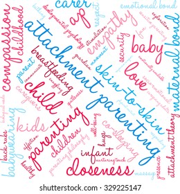 Attachment Parenting word cloud on a white background. 