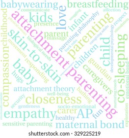 Attachment Parenting word cloud on a white background. 