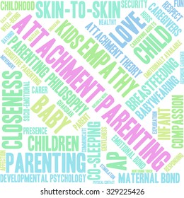 Attachment Parenting word cloud on a white background. 