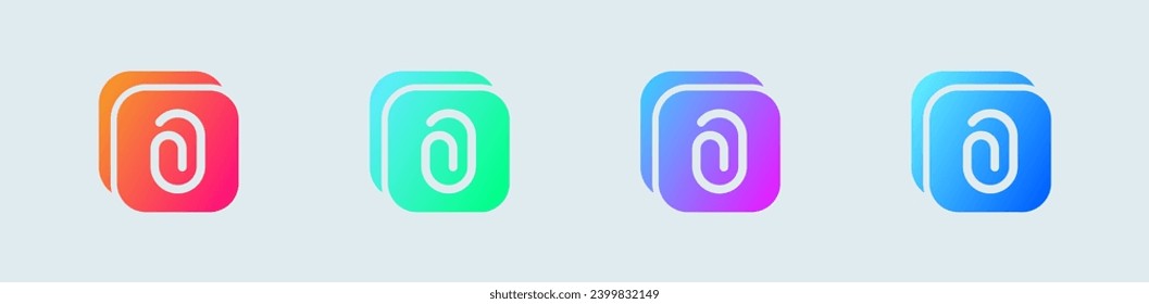 Attachment solid icon in gradient colors. Paper clip signs vector illustration.