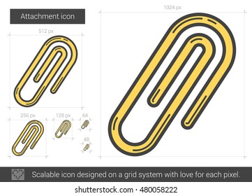 Attachment vector line icon isolated on white background. Attachment line icon for infographic, website or app. Scalable icon designed on a grid system.