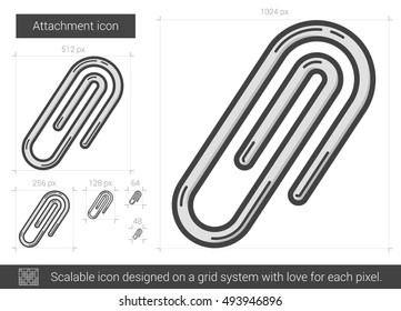 Attachment vector line icon isolated on white background. Attachment line icon for infographic, website or app. Scalable icon designed on a grid system.