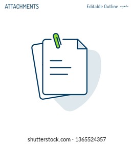 Attachments icon, paper clip, notes, document icon, notepad, clipboard, Corporate Business office files, Editable stroke