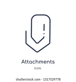 attachments icon from tools and utensils outline collection. Thin line attachments icon isolated on white background.