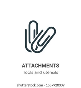 Attachments vector icon on white background. Flat vector attachments icon symbol sign from modern tools and utensils collection for mobile concept and web apps design.