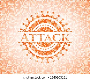 Attack abstract orange mosaic emblem