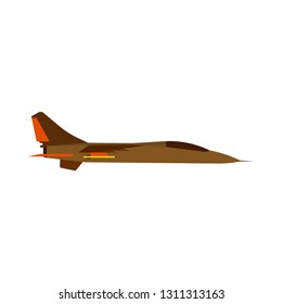 Attack aircraft side view green vector icon. Aviation flight transport with weapon. Speed power vehicle warfare