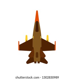 Attack aircraft top view green vector icon. Aviation flight transport with weapon. Speed power vehicle warfare