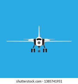 Attack aircraft vector military army aviation icon front view. War plane jet force fighter. Defense navy engine design