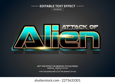 Attack of alien 3D editable text effect template