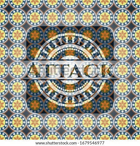 Attack arabic style badge. Arabesque decoration.