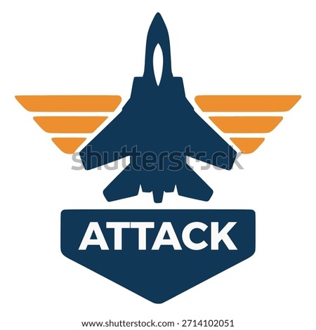 attack avia team badge emblem flat color vector illustration template design