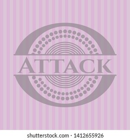 Attack badge with pink background. Vector Illustration. Detailed.