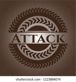 Attack badge with wood background