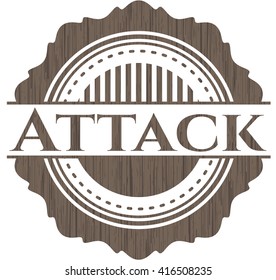 Attack badge with wooden background