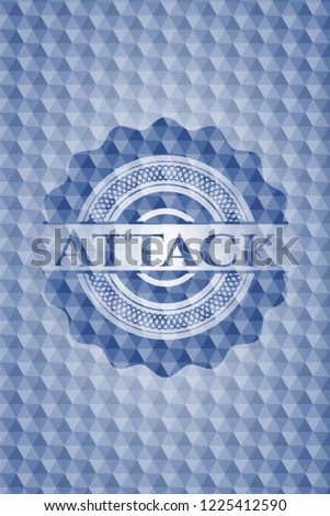 Attack blue emblem or badge with abstract geometric polygonal pattern background.