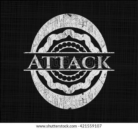 Attack chalkboard emblem on black board