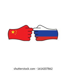 attack china, attack russia color icon on white background