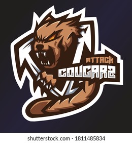 Attack Cougarz Esport Logo. Animal Esport Logo. Mascot Shooting game. Moba Esport Logo. Esport Logo. Shooter Game Design. Game Or Games Mascot Design. Design For Entertainment Team