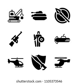 attack, dagger, shooting and army icons in War vector set. Graphics for web and design