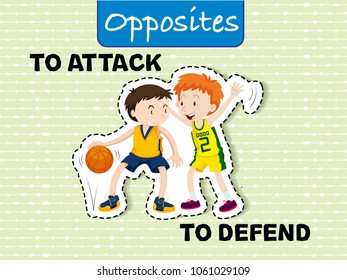 Para atacar y defender la ilustración de Palabras opuestas