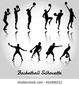 Attack and deffense basketbal silhouette