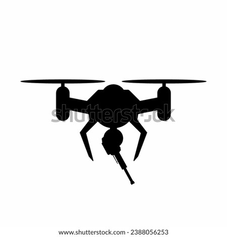 Attack drone silhouette vector. Military drone silhouette can be used as icon, symbol or sign. Attack drone icon vector for design of weapon, military, army or war