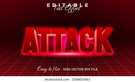 Attack editable text style effect, Glow 3D text style theme.