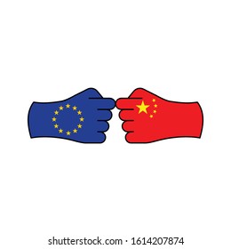 attack eu, attack china color icon on white background