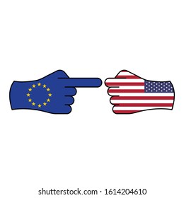 attack eu, defense usa color icon on white background