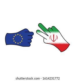 attack eu, pending iran color icon on white background