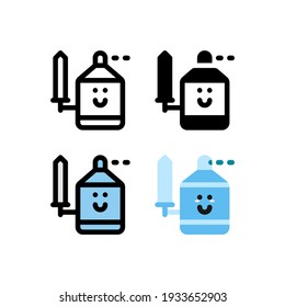 Ataque a germen y bacterias, angilizador de mano de corte de virus y antiséptico con icono de contorno, logotipo e ilustración Vector