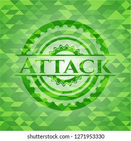 Attack green emblem with mosaic background