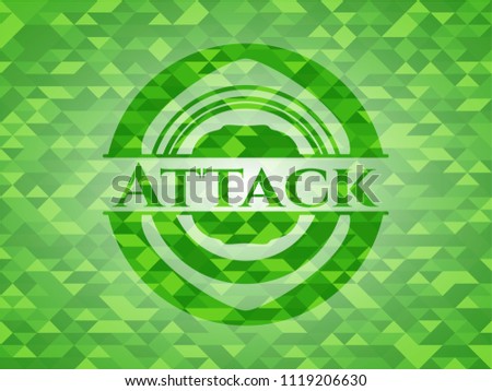 Attack green emblem with triangle mosaic background